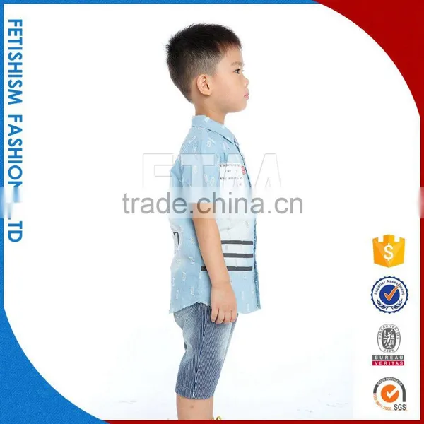 Europe United States Style Cowboy T-shirt / Denim Shirt / Sublimation Anti-Pilling Washed Casual Cotton Kids Little Boys T-shirt photo-2