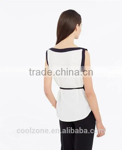 New Arrival Hot Selling Sleeveless High Neck Models Chiffon Blouse photo-4