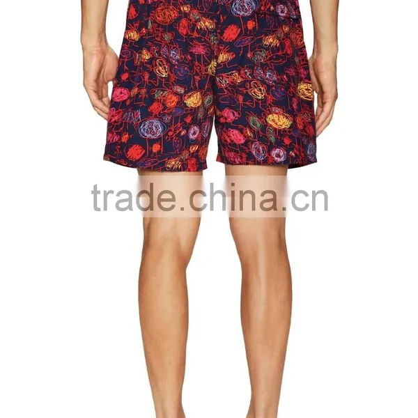 Wholesale OEM Man Printed Swim Trunks Woven Swim Beach Custom Swimwear Pants photo-2