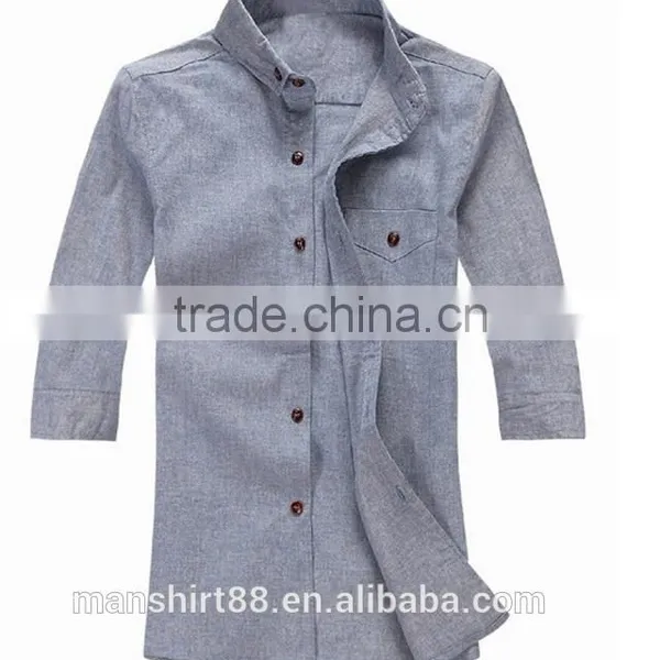 Men Dress Shirts Cotton Fabric Fashion Three-quarter Sleeve Men Shirt photo-4