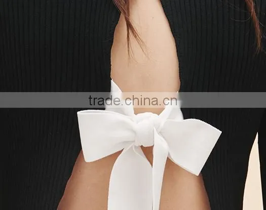 Wholesale New Design Women Stylish Knitted Sexy Backless Pullover Sweater With Tie Bow photo-4