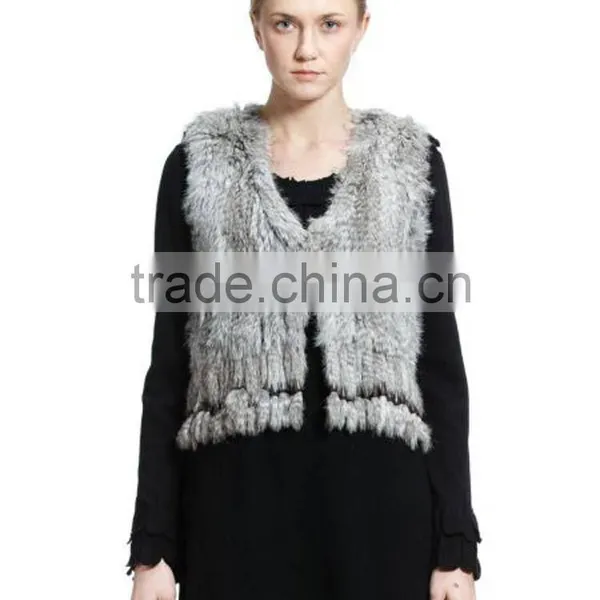YR584 Beautiful Tassel Genuine Rabbit Fur Vest Women Top Quality 2015 photo-3