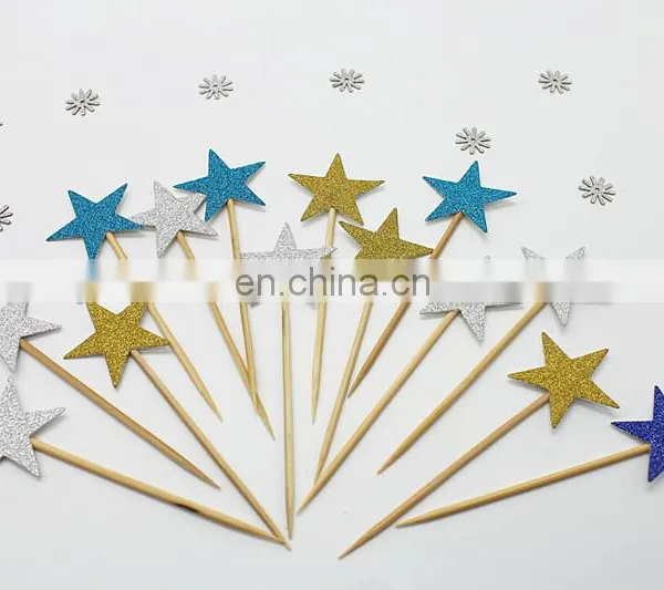 Blue Glitter Stars Cupcake Topper Birthday Party Cake Decorations photo-5