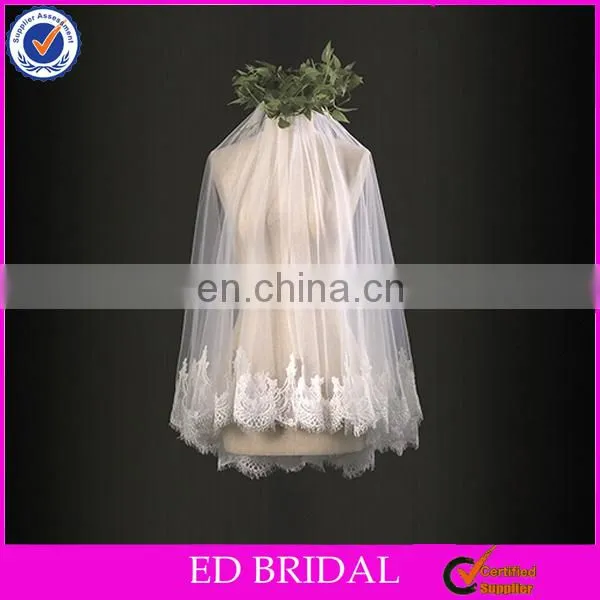A03 Beautiful French Lace Trim One Layer Veil With Comb Customized Veil Wedding Bridal
