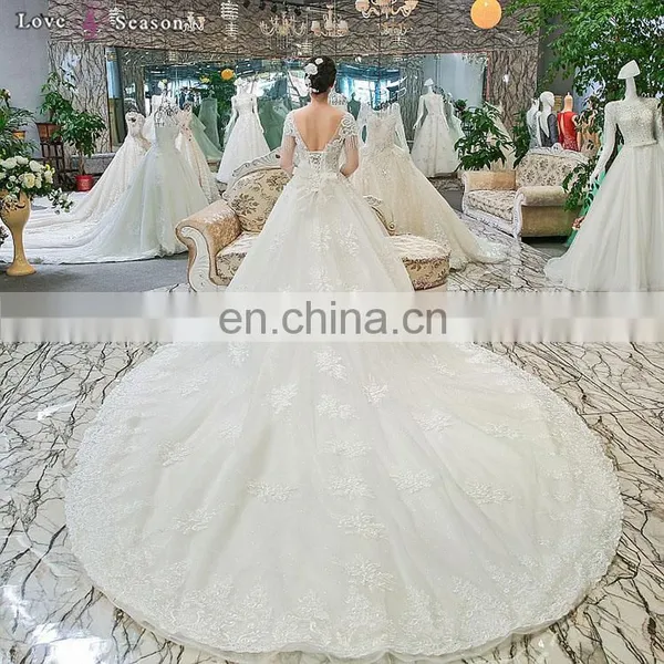 Gt904 Elegant Tassel Pearl Bridal Gown 2017 Long Sleeves High Quality Bridal Gowns photo-3