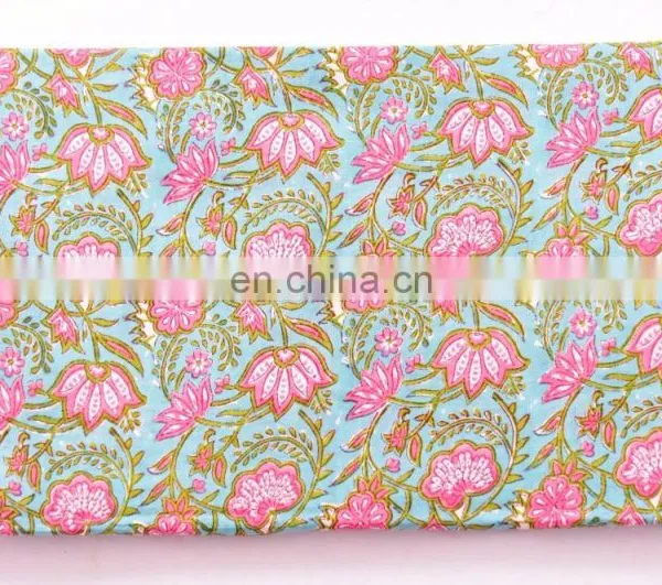 Dressmaking Sewing Fabric By Meter Indian New Hand Block Cotton Fabric Crafting photo-2
