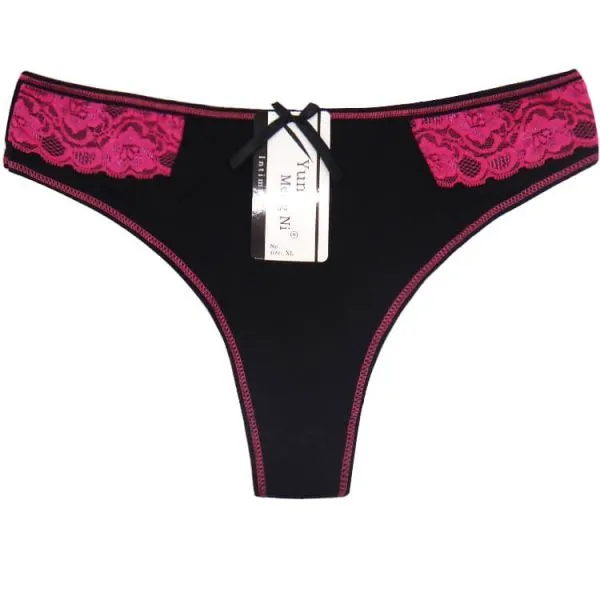 Yun Meng Ni Sexy Underwear Side Lace T-back G-string Soft Cotton Thong Hipister Lingerie photo-5