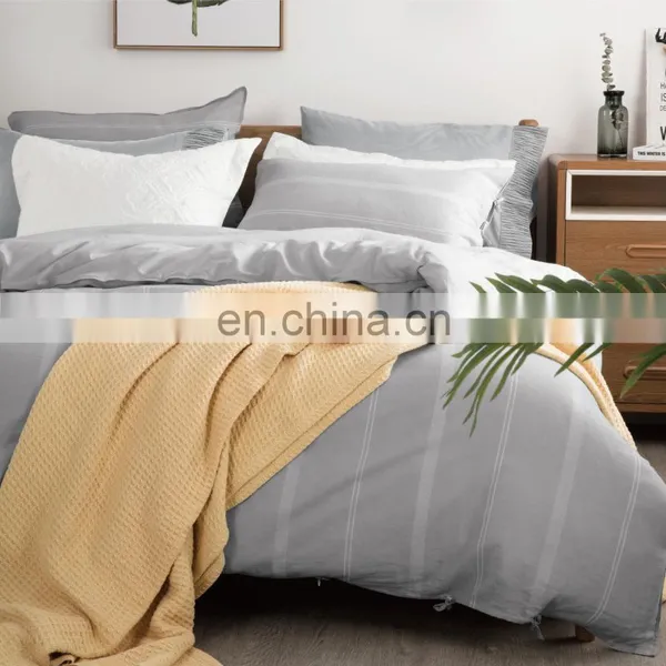 Fashion Comfortable Super King Anti-Wrinkle Cotton Linen Blended Super King Quilt Duvet Cover Set photo-3