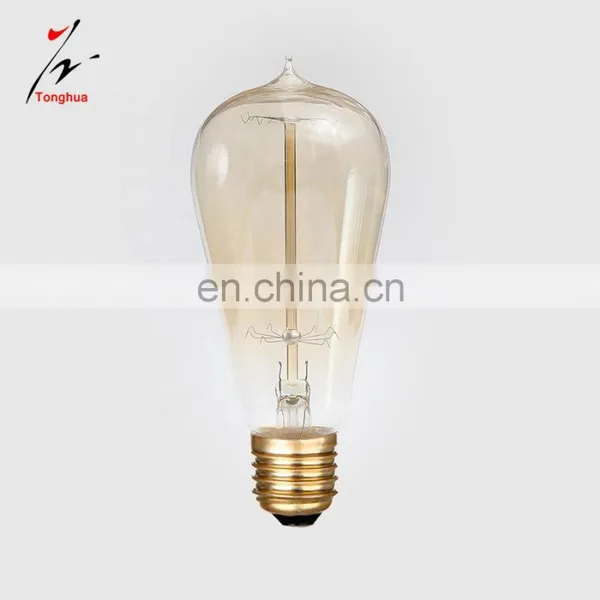 Tonghua Vintage Carbon Filament ST58 Retro Edison Bulb Chandelier 25W 40W 60W With E26 E27 Lamp Base for Wall / Desk Lighting photo-3