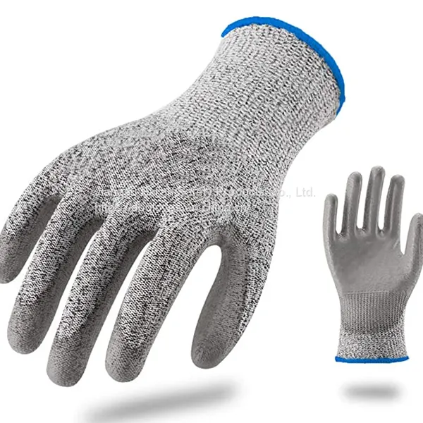 Cut Resistant Level 5 HPPE Liner PU Coated Anti Cut Gloves With EN388 4543C Bagloves photo-3
