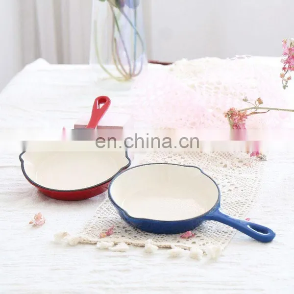 Factory Direct Cast Iron Enamel Pan Thickened Small Pan Uncoated Non-stick Frying Egg Pan Enamelled photo-3