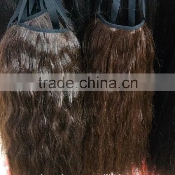Brazilian Hair 100% Human Hair,pony Tail Wig 20inch 90gram Natural Color 2# ,natural Wave photo-2