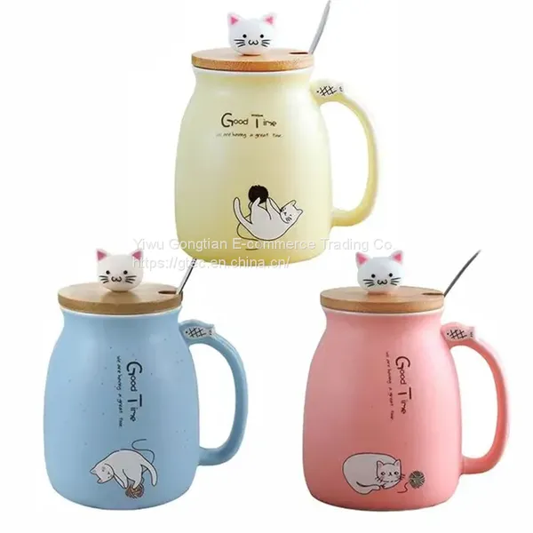 Cute Cartoon Cat Ceramic Cute Mug Mug With Lid Creative Mug Water Cup photo-4