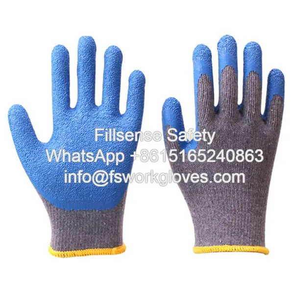 10Gauge 2Yarn Polycotton Liner Crinkle Latex Coated Gloves Latex Coated Work Gloves Latex Dipped Gloves photo-4