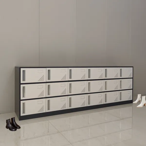 Customized 18 Doors Steel Storage Cabinet Black and White Metal Shoes Cabinet Locker photo-3