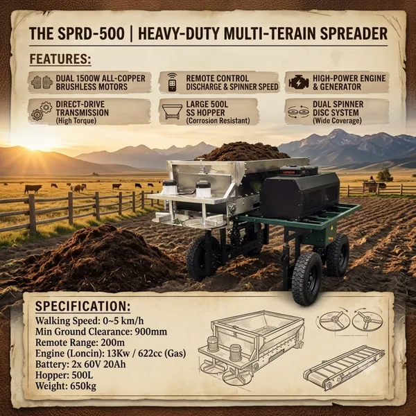 Remote Controlled Self Propelled Manure Spreader With Conveyor Belt Feeding System for Modern Agriculture