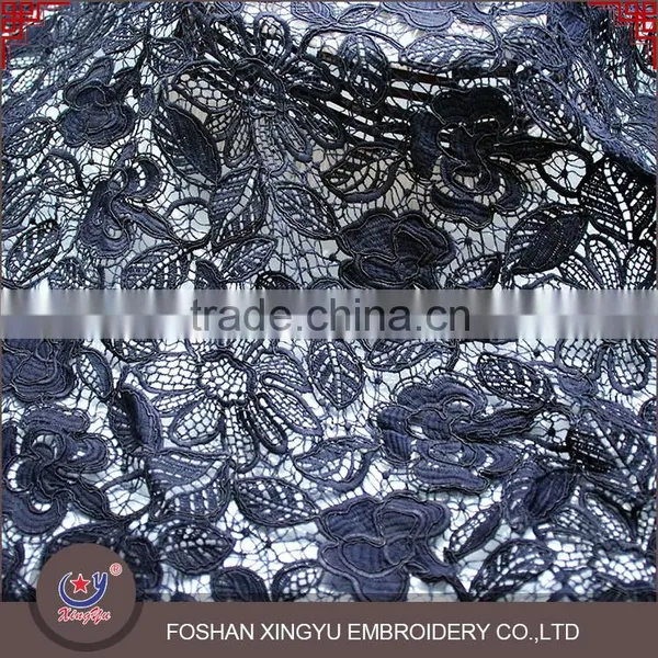 Chinese Factory Custom Pattern Deep Blue Water Soluble Lace for Lady Dress photo-3
