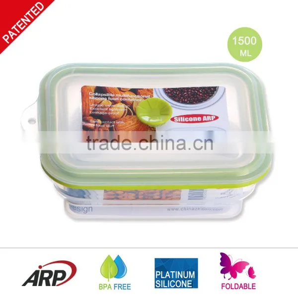 1.5L (1500ml ) Silicone Food Container , Platinum Silicone, Foldable, Non-stick, photo-2