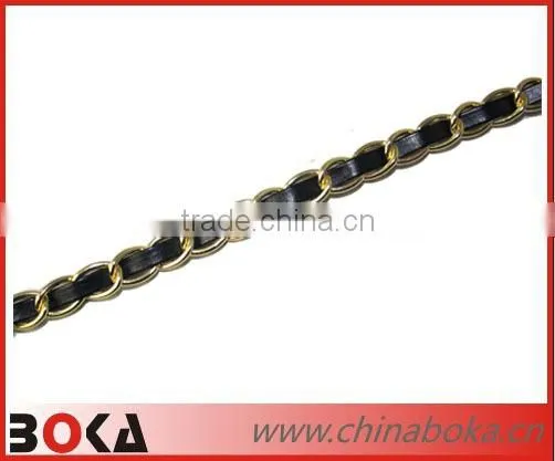 Fashion pu Leather Lace Trim With Chains