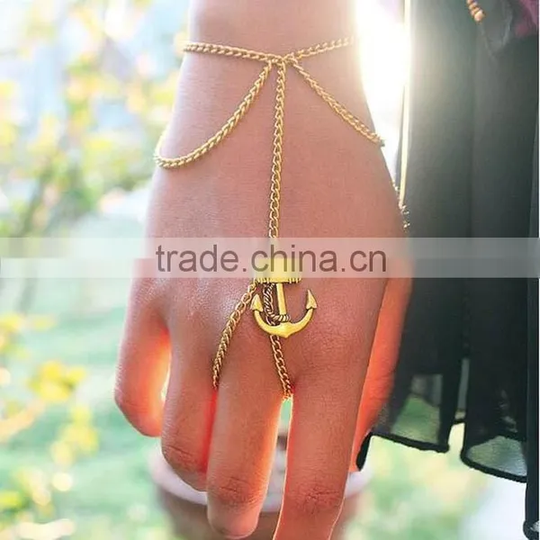 Electroplating Metal Simple Slave Chain Hand Harness Bracelet Ring Jewelry photo-2