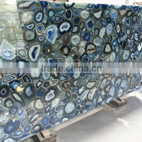 Blue Rough Brazilian Agate Composite Stone Slab
