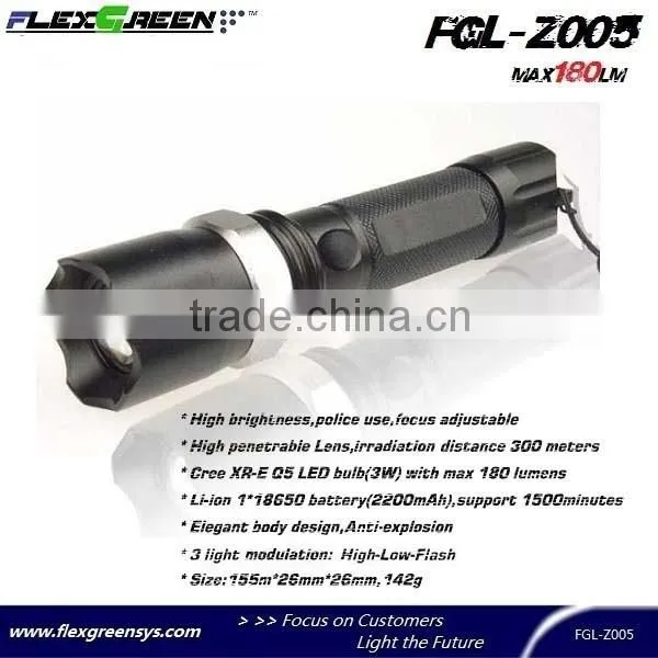 Rechargeable 3-mode Q5 Led Police Patrol Flashlight photo-2