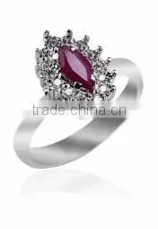 Red Marquise Shaped 925 Sterling Silver