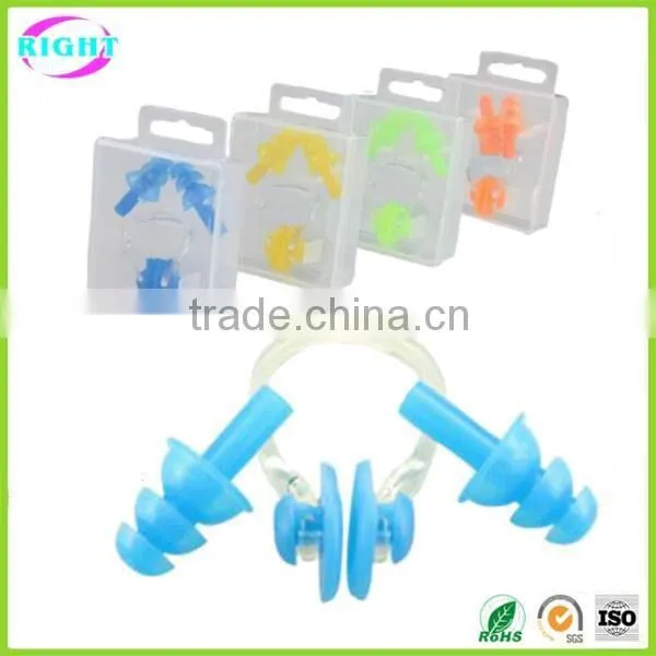 Silicone material ear plugs and nose clips for swimming