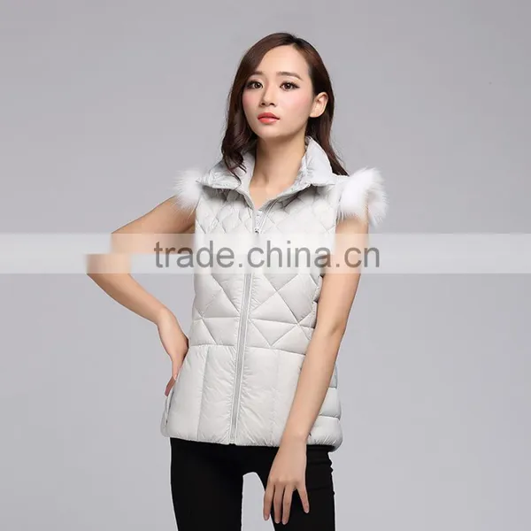 2015 Wholesale Warm Down Vest Women With Fox Fur photo-3