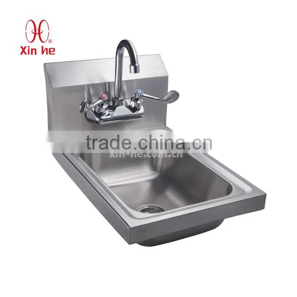 Stainless Steel Wall Hung Commercial Hand Washing Sink With Backsplash and Tap Hole for Public Use photo-5