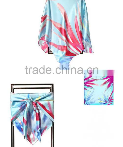100% Silk Satin Fabric Table Print Silk Scarf/scarves/ Kerchief /headband/hijab photo-2