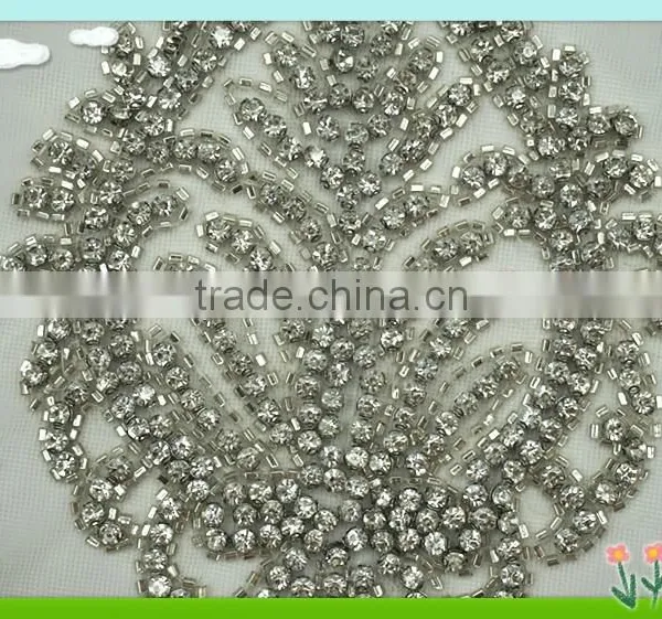 2015 Newest Sew on Tulle Patch With Rhinestone for Bridal Dress photo-4