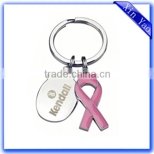Wholesale promotion metal ribbon keychain