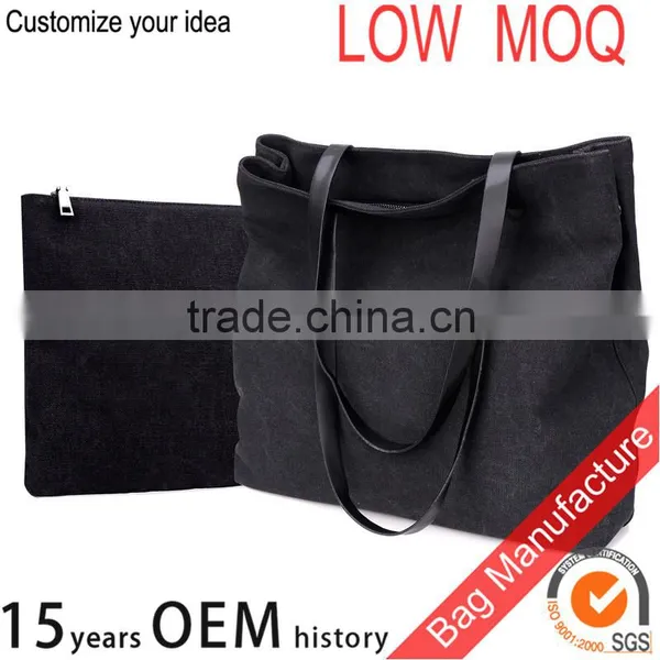 Custom Lady Tote Handbags With Leather Handle photo-6