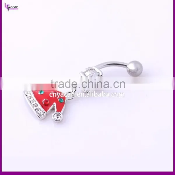 Wholesale High Quality Cz Gem Red Christmas Hat Navel Piercing Indian photo-2