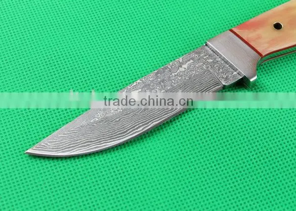 OEM Damascus Blank Blade Knife With Leather Sheath photo-3