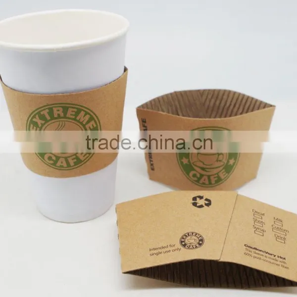 100% Eco-friendly Cup Sleeve in Paper With Custom Logos