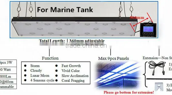 Wifi Light 40cm/15inch/40W Dimmable Programmable Led Aquarium Light With Turning-p Controller,sunrise Sunset Lunar Cycle photo-3