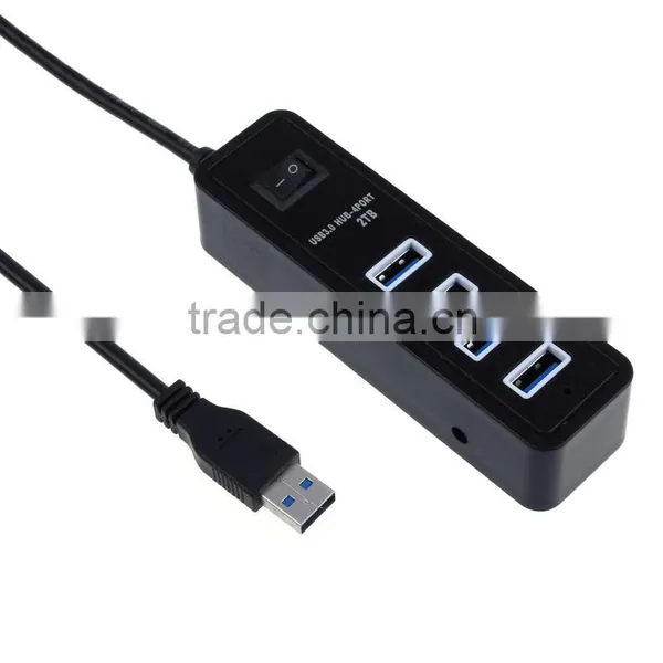 Hot Products Usb3.0 4 Por Hub, 4 Port Usb 3.0 Hub From Usb Hub Suppliers With a Switch of Black and White Plastic photo-3