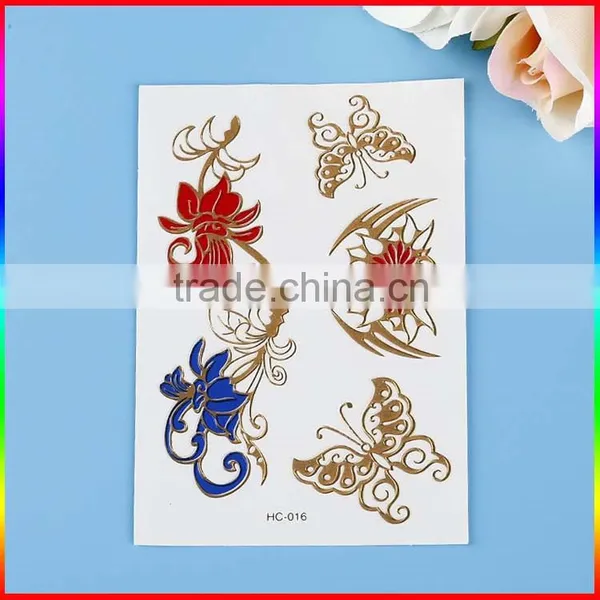 Sexy Body Art Metal Gold Tattoos Custom Flash Metallic Temporary Tattoo photo-2