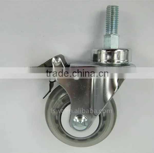 All Size Threaded Stem With Lock Transparent PU Furniture Caster Wheel photo-2