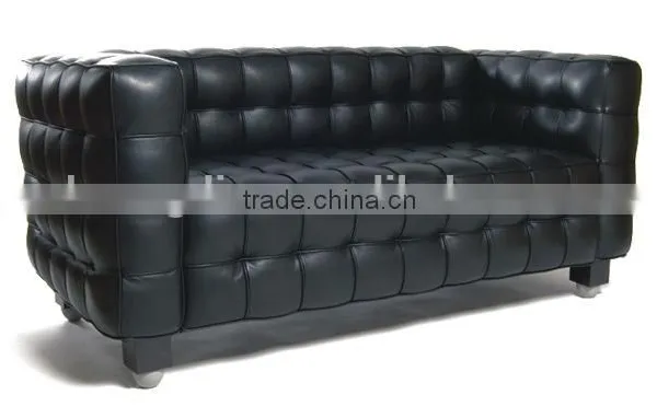 American Style Black Leather Sofa 3 Seater Modern Lobby Sofa Design photo-2
