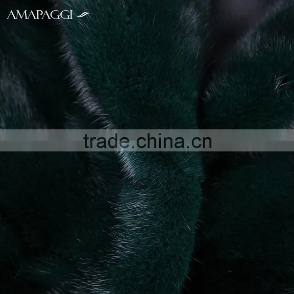 High-end Dyed Dark Green Mink Fur Coat Wholesale photo-5