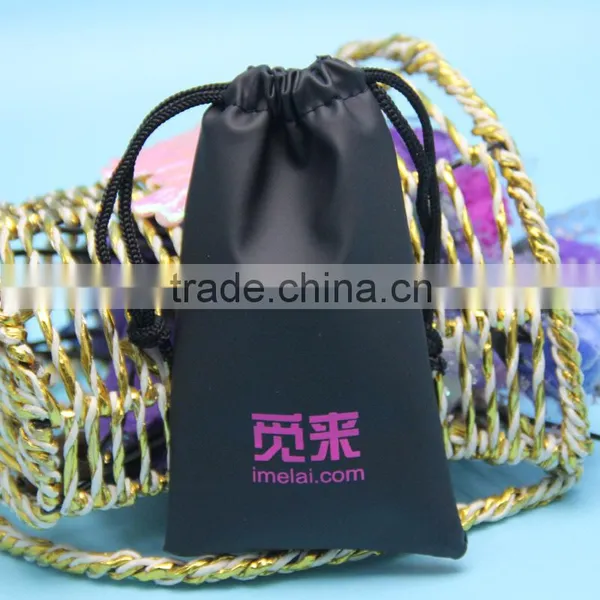 Best Selling Black Color Waterproof Drawstring Pouch With Customized Logo Printed