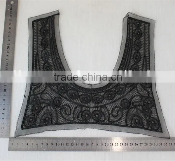 Good Quality Black 100% Polyester Lace Collar Embroidery Lace Applique photo-6