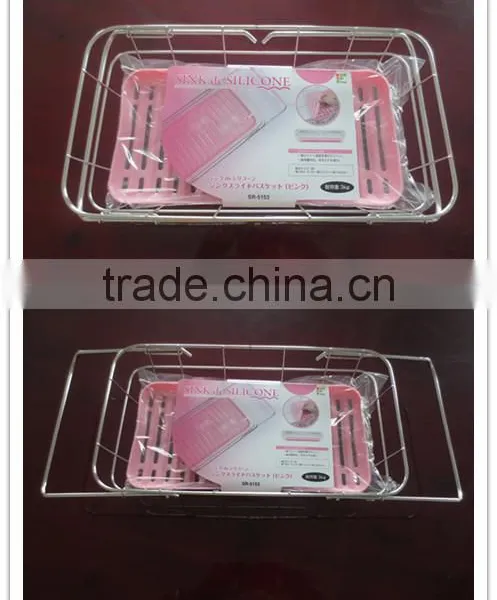 Hot Sell Stainless Steel Multi-function Kitchen Dish Rack With Color Silicone Storage photo-2