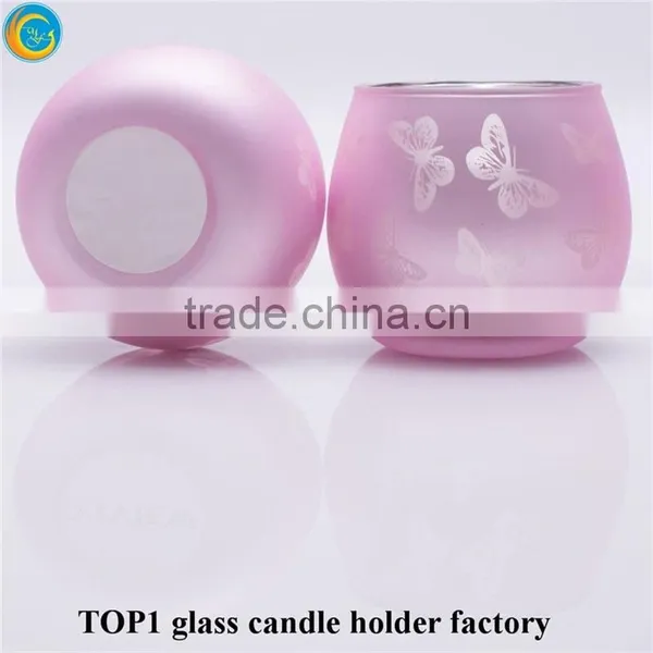 Hurricane Lamp Candle Holders Pink Butterfly Charms With a Floral Laser Cut Design Glass Candle Container photo-4