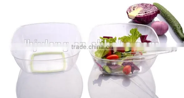 Plastic Oval Transparent Salad Bowl With Fork photo-3