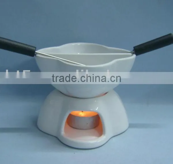 ceramic flower shape chocolate dividing fondue set