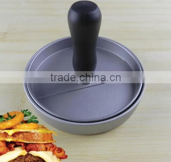 1 Section Cast Aluminum TPR Handle Mini Hamburger Patty Maker photo-3
